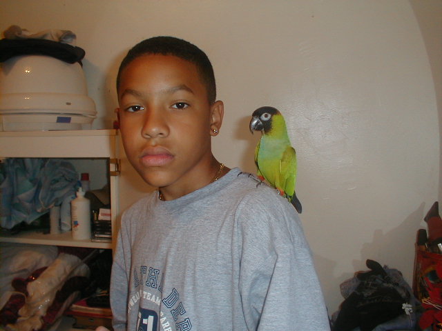 jonathan with his bird..aww